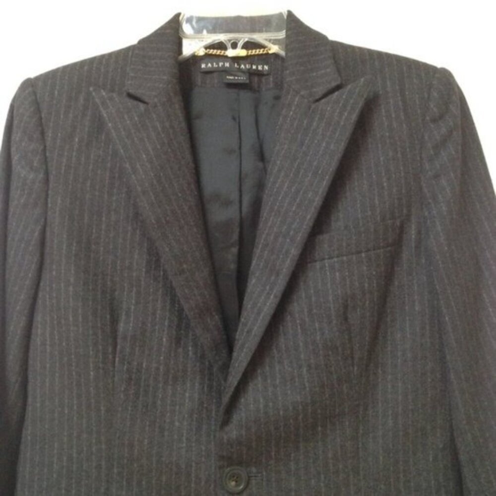 Ralph Lauren Black Label Wool‎ Blazer Vintage Womens 6 Button Front Pin Stripes - Picture 2 of 14